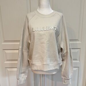NWT. Lululemon Womens Scuba Oversized Pullover Bone Ivory Sweatshirt Size M/L